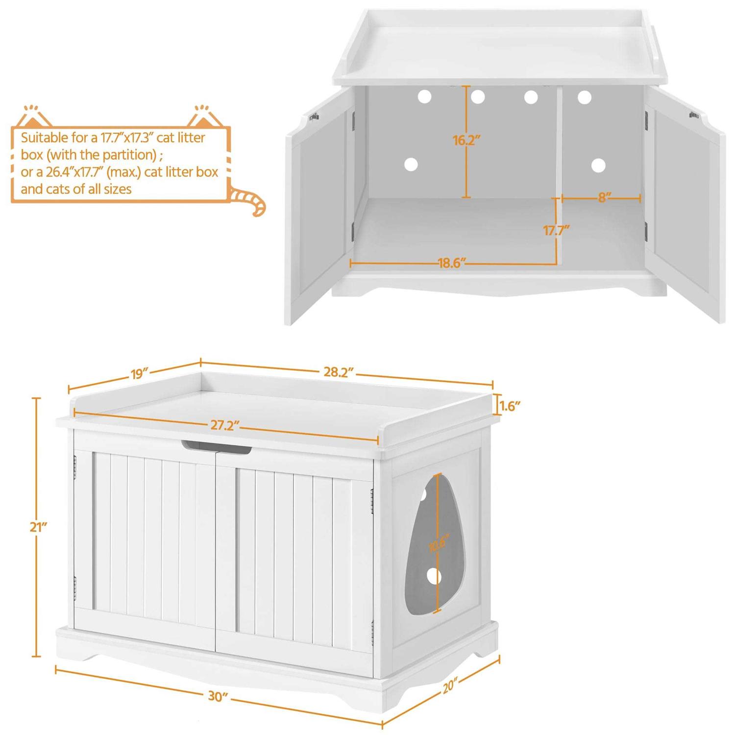Topeakmart White Decorative Furniture Hidden Washroom Cat Litter Box - Pet Supplies online store