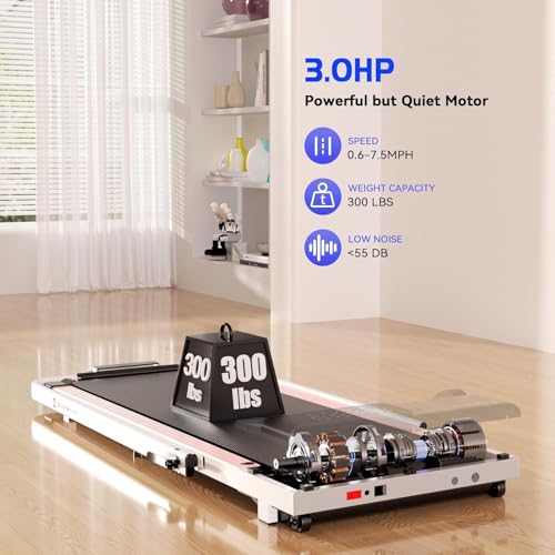 SupeRun 3 in 1 Folding Treadmills for Home Small, 3.0HP Under Desk Treadmill, Walking Pad Treadmill 300 lb Capacity with Remote & APP Control, LED Display, Powerful Quiet Walking Pad with Handle Bar