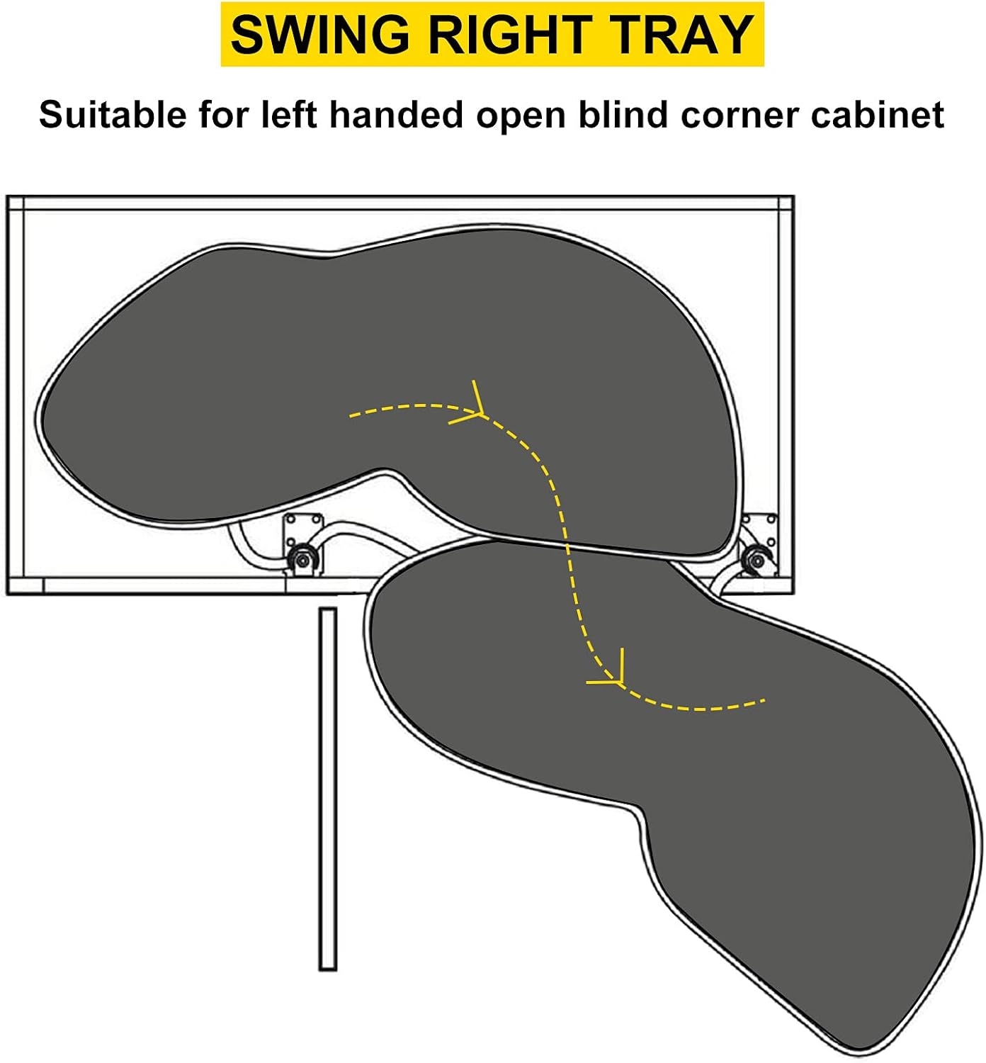 VEVOR Swing Left Blind Corner Cabinet Pull Out for 36 inch Cabinet, 2 Tier Swing Tray Blind Kitchen Cabinet, Soft Close Cloud Blind Organizer for Right Handed Open Blind Corner Cabinet