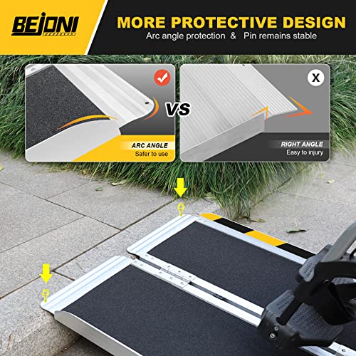 6FT Folding Aluminum Wheelchair Ramp for Home, 600 lbs Capacity, Non-Skid Portable Ramp, Folding Ramp for Wheelchairs, Ramp for Wheelchairs for Home, Steps, Stairs, Doorways