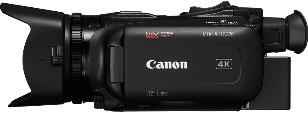 Canon Vixia HF G70 UHD 4K Camcorder (Black) (5734C002) + 64GB Memory Card + Bag + Card Reader + Flexible Tripod + Memory Wallet + Cap Keeper + Cleaning Kit (Renewed)