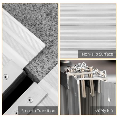 HOMCOM Wheelchair Ramp 6FT, Foldable Aluminum Threshold Ramp with Non-Slip Surface and Handle, 600lbs Weight Capacity, Suitcase Handicap Ramp for Home, Doorways, Curbs, Steps