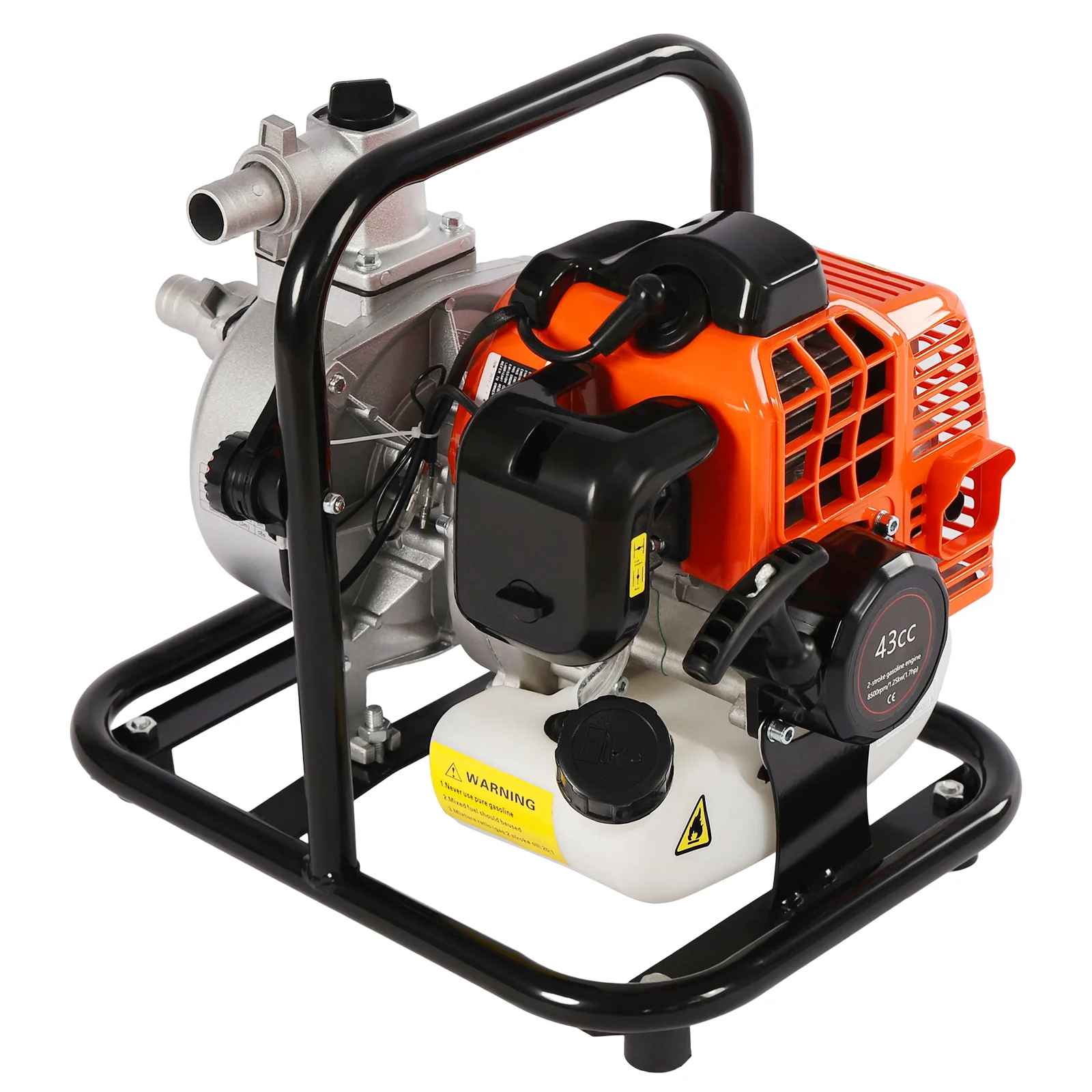Aiqidi 1-Inch Gas-Powered Water Transfer Pump, 1.7HP 43CC 2 Stroke Portable Gasoline Water Pump for Gardening Irrigation 6500Rpm