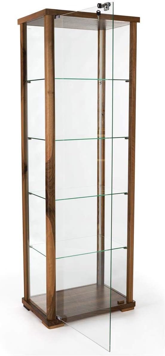 Displays2go Full Glass Narrow Curio Cabinet with Locking Doors �C Walnut (DCKDWDWN24)
