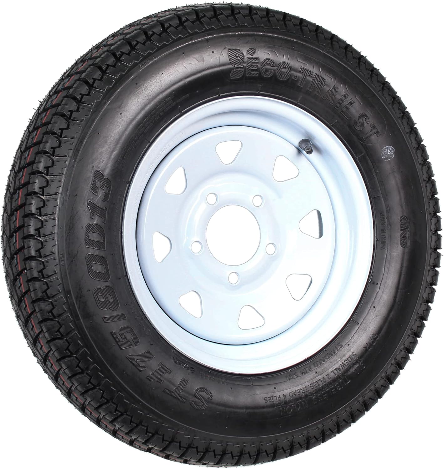 2-Pk Trailer Tire On Rim ST175/80D13 175/80 13 in. LRC 5 Hole White Spoke Wheel