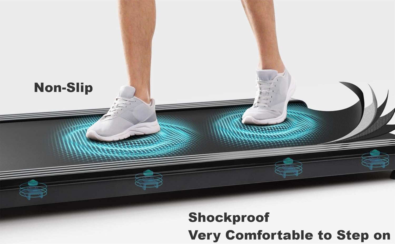 Gallelife Portable Under Desk Treadmill - 2.25HP Walking Pad for Home/Office - Compact Jogging Machine with 300+ lbs Weight Capacity, Remote Control, and LED Display - No Installation Needed