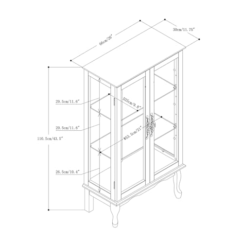 TRIPLE TREE Display Lighted Cabinet with Glass Doors and Adjustable Shelves, Curio Showcase China Figures Collection Art Wood Storage Case for Bar Living Room Kichen Pantry (Bulb Excluded), Oak