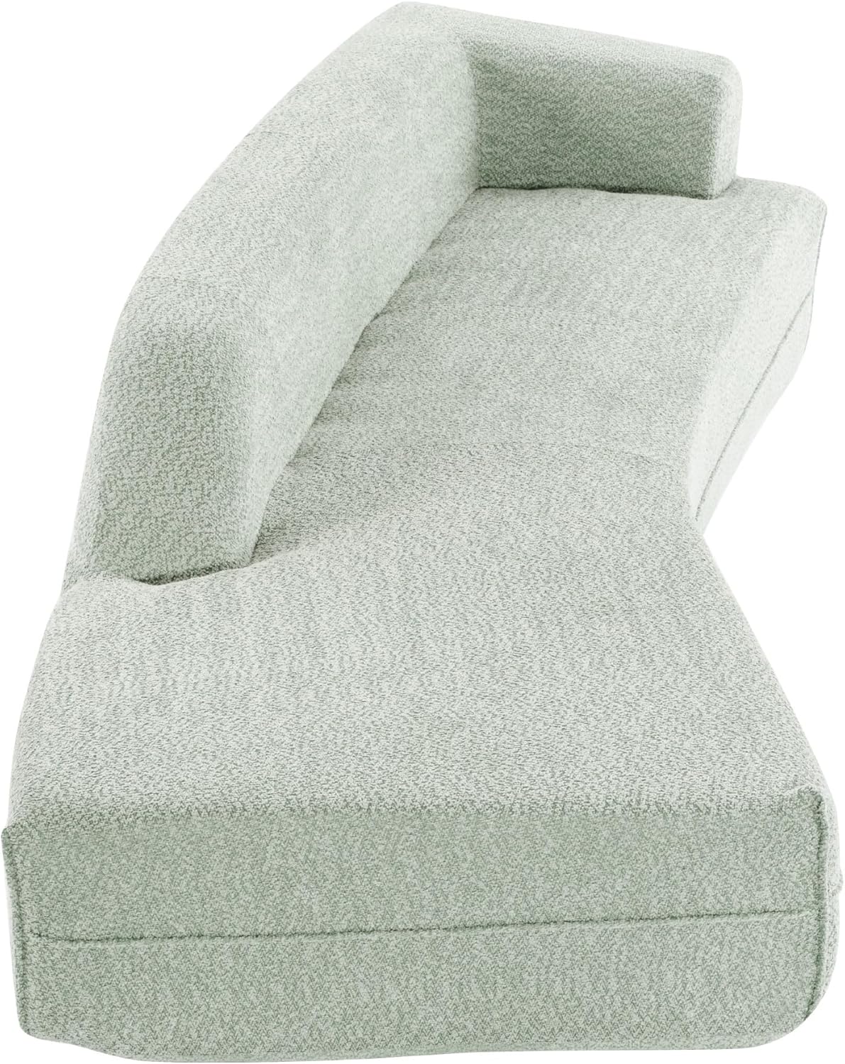 109.4" Modern Cloud Curved Sofa, Upholstery Boucle Chaise Lounge Sofá, Comfy Deap Seat Sectional Couch with Left Arm Facing for Living Room, Apartment, A-Green a