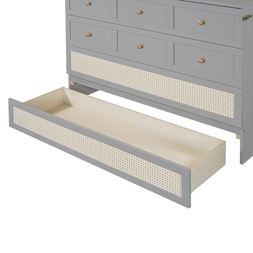 Queen Size Murphy Bed, Murphy Cabinet Bed with Large Drawer, Can Be Foldable, Space Saving, Wooden Low Bedframe for Bedroom, Apartment (White, Queen)