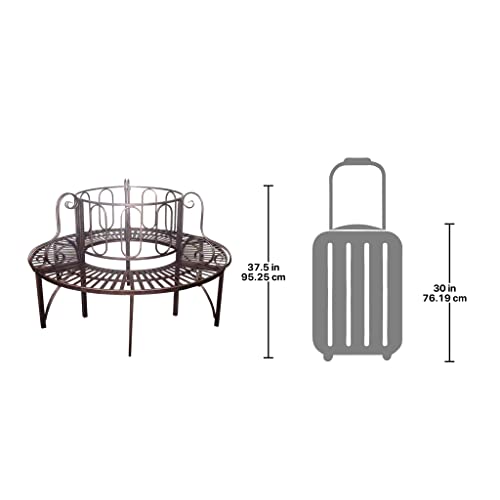 Design Toscano ZJ12063 Roundabout Circular Garden Tree Bench Seat, 47 Inch, Grey