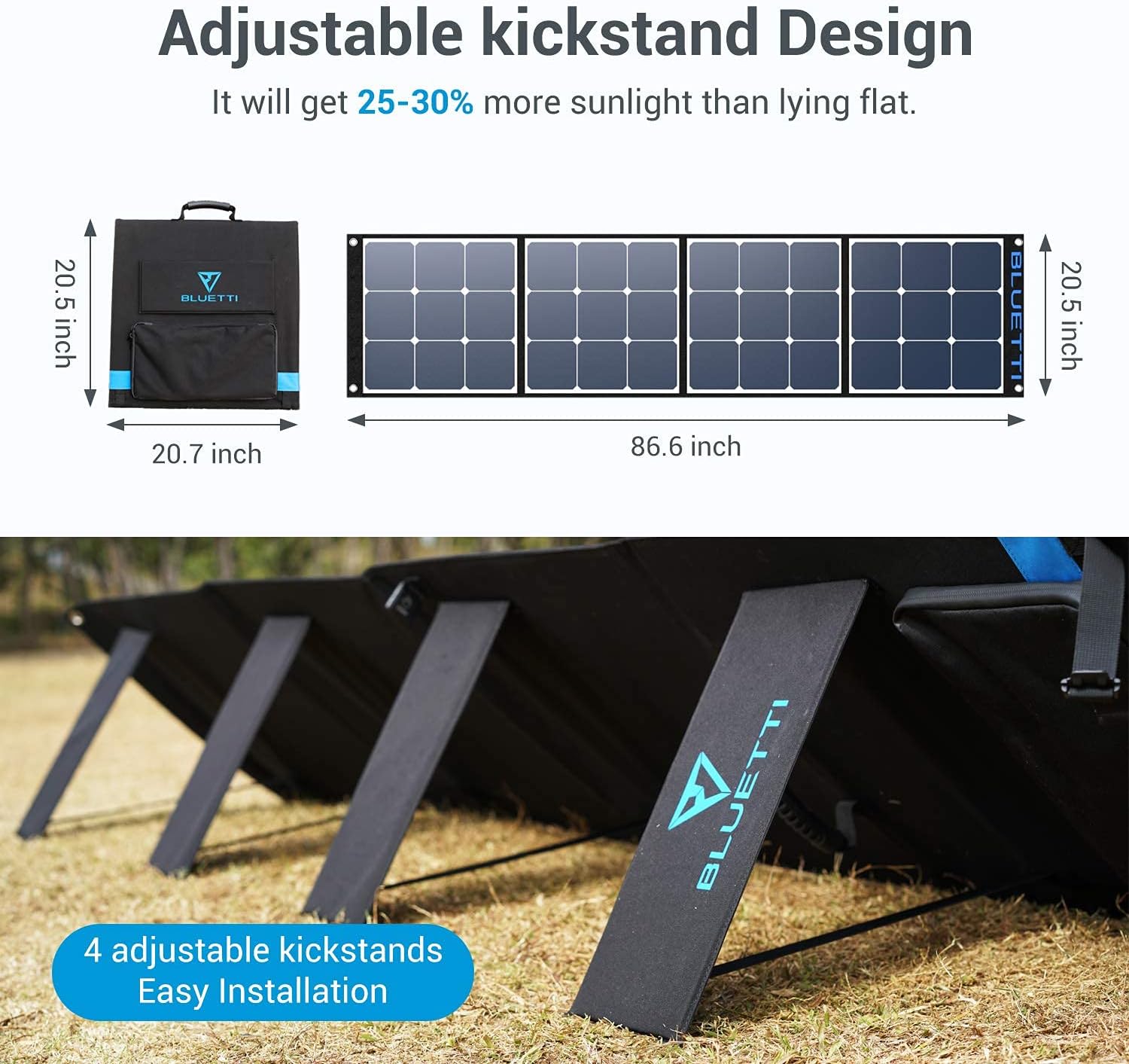 BLUETTI SP350 350W Solar Panel for AC200MAX/AC200P/AC300/EB240/EB150 Portable Power Stations with Adjustable Kickstand, Foldable Solar Power Backup for Outdoor Camping,Off Grid System