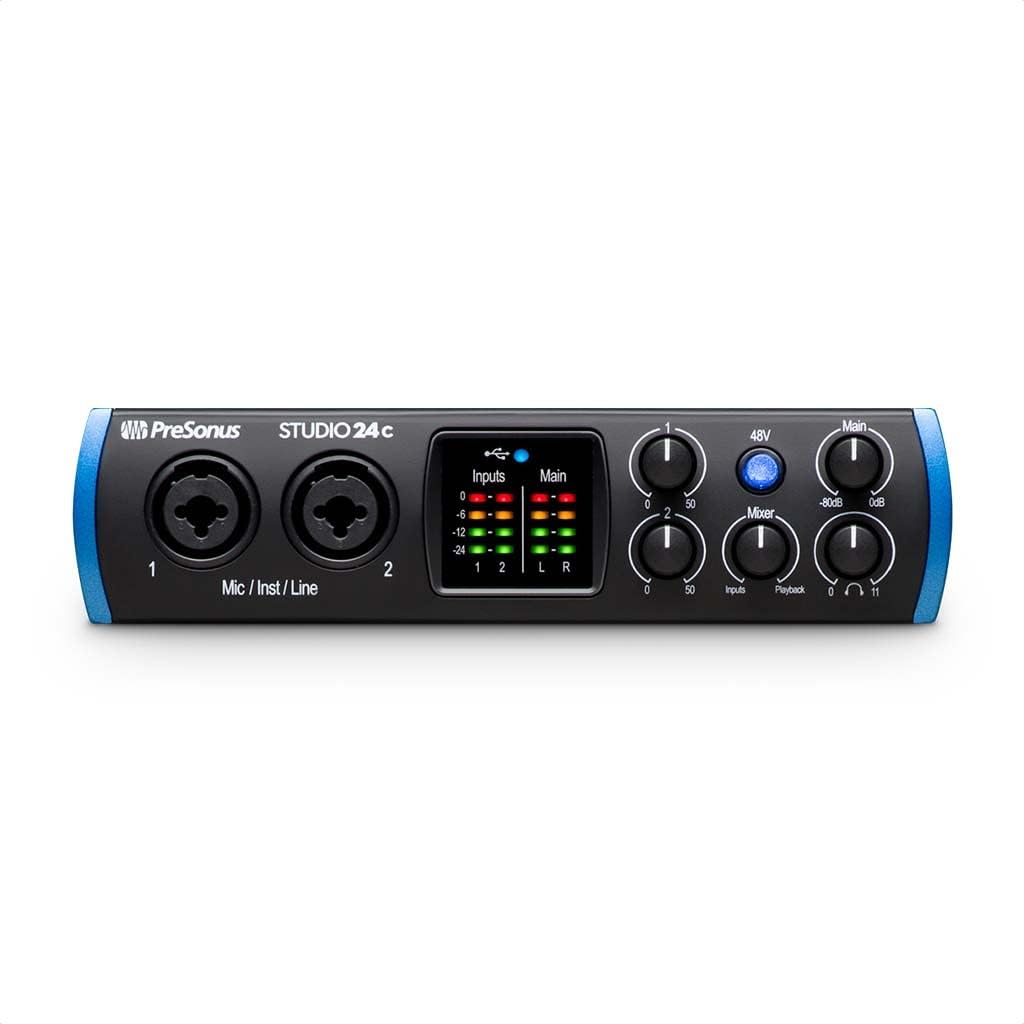 PreSonus Studio 24c 2x2, 192 kHz, USB Audio Interface with Studio One Artist and Ableton Live Lite DAW Recording Software