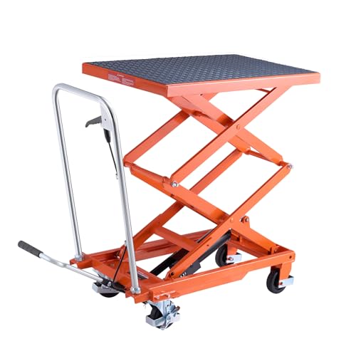 VEVOR Electric Lift Table, 330 lbs Capacity Single Scissor Lift Table, 8-28 in Height Adjustable Lifting Platform, Coffee Table Lift with 4 Wheels, for Material Handling and Transportation, Black