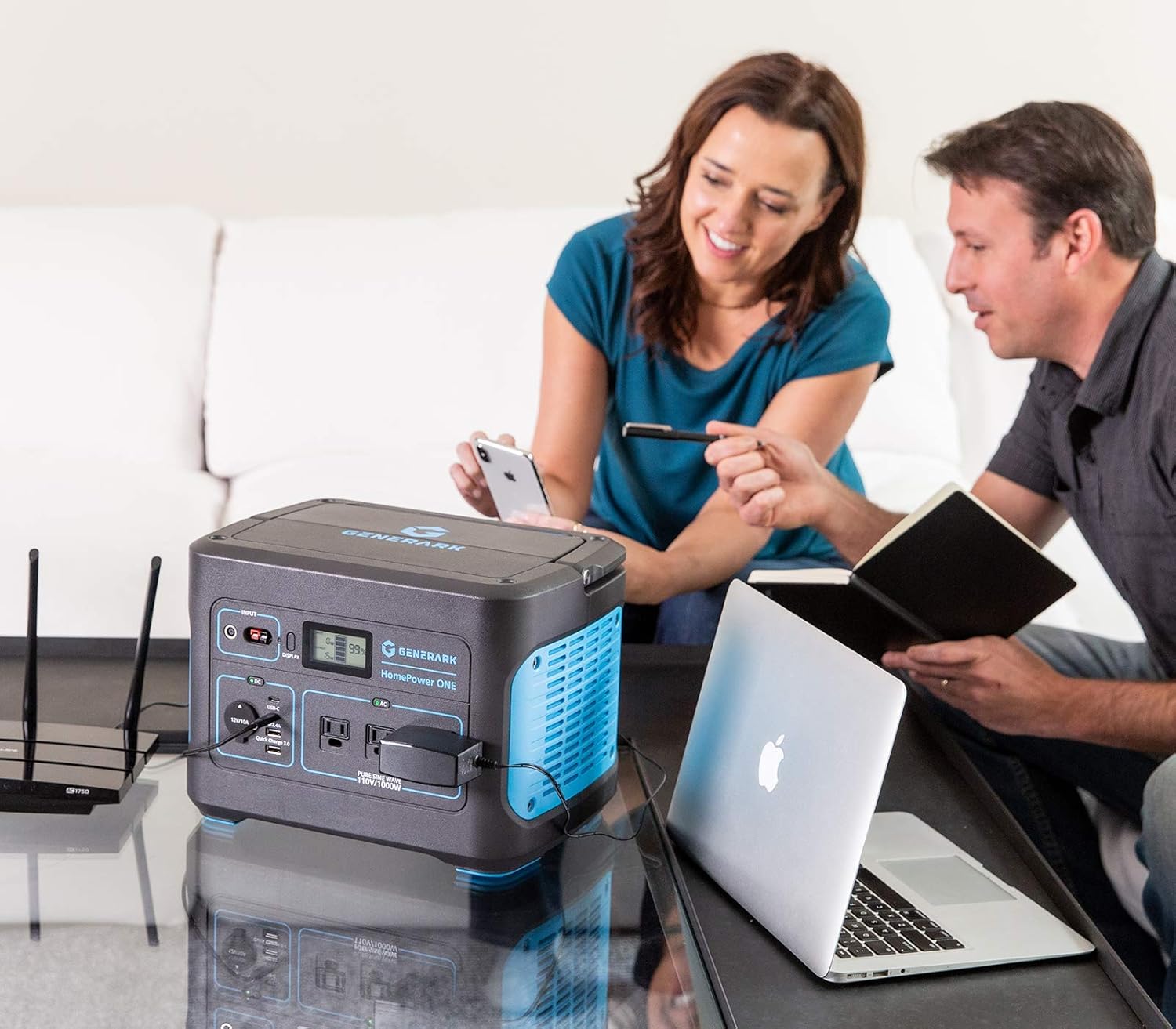 Generark HomePower ONE: Backup Battery Power Station For Homes, Emergency Power Supply. 1000W-2000W at 110V. Up To 7 Days of Backup Power. 8 Outlets. Easy Recharge. Portable Solar Generators.