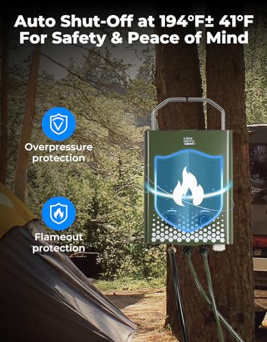 KEMIMOTO propane tankless water heater outdoor，1.32Gpm 34000 BTU Camping Portable Water Heater，Easy Installation, Lightweight for Taking，Suitable For Rv/Camping/Cabin