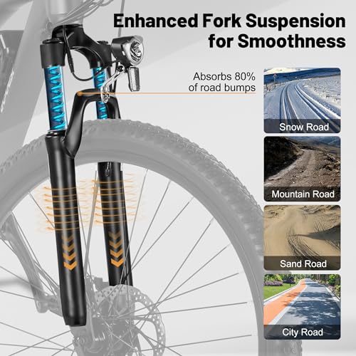 Race Electric Bike for Adults 27.5" Ebike,Peak 750W Brushless Motor,Removable Battery,Commuting Electric Mountain Bike,Up to 22MPH 7-Speed Electric Bicycle with Fork Suspension