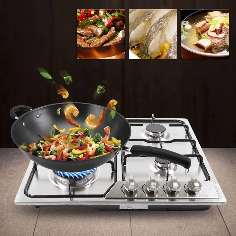 22″x20″Built in Gas Cooktop 4 Burner Stove Stainless Steel Stove NG/L-P-G Gas Hob Cooktop Kitchen