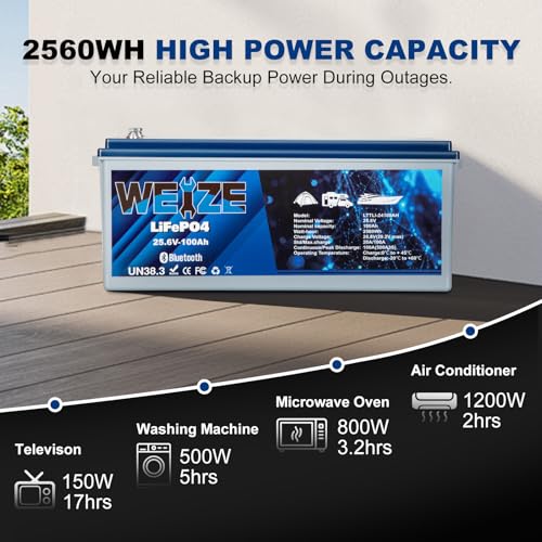 Weize 12V 100Ah TM LiFePO4 Lithium Battery, Built-in Smart BMS, Group 31 Deep Cycle Battery Perfect for Trolling Motor, RV, Solar, Marine, Overland/Van, and Off Grid Applications