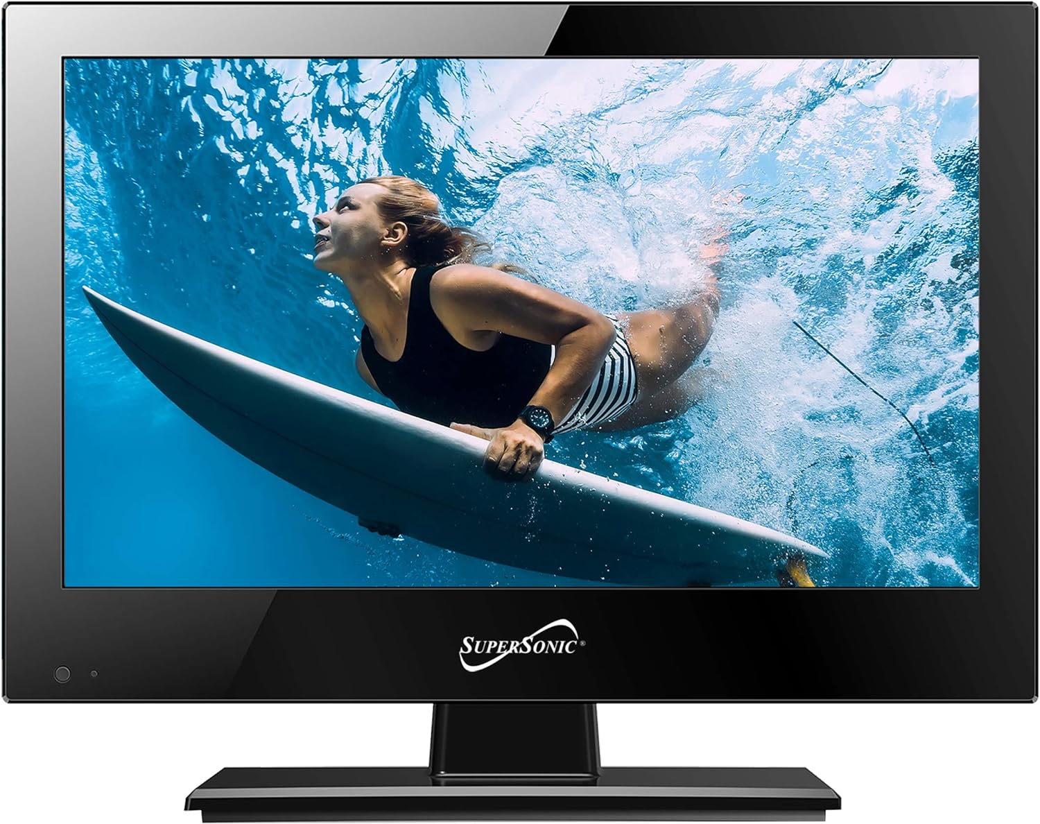 SuperSonic SC-2411 LED Widescreen HDTV & Monitor 24 Flat Screen with USB Compatibility, SD Card Reader, HDMI & AC/DC Input: Built-in Digital Noise Reduction (DC Cable not Included)