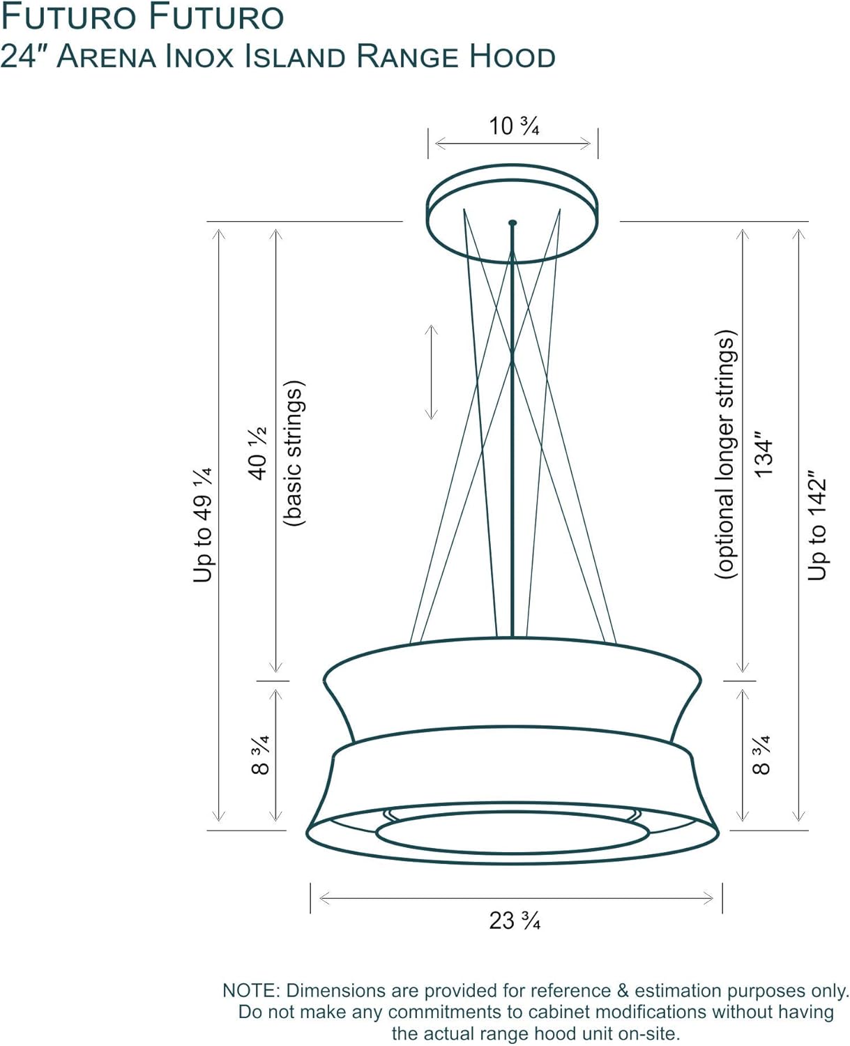 Futuro Futuro Island Mount DUCTLESS ONLY Range Hood 24" 940-CFM | Arena Inox | Stainless Steel Vent Hood | Contemporary Modern Italian Exhaust Fan | LED, Ultra-Quiet with Blower