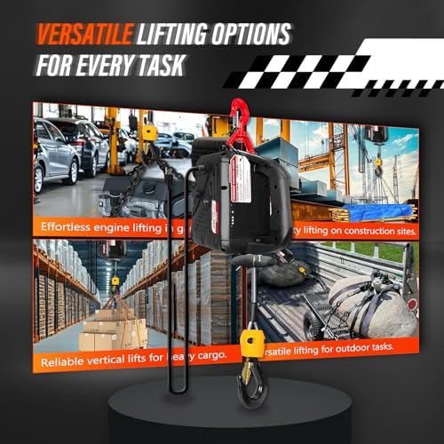 2 in 1 Electric Hoist Winch, 1100lbs Portable Electric Power Winch w/Wire Remote Control, 110V Electric Hoist Crane, Overload Protection 25ft Lifting Height for Towing