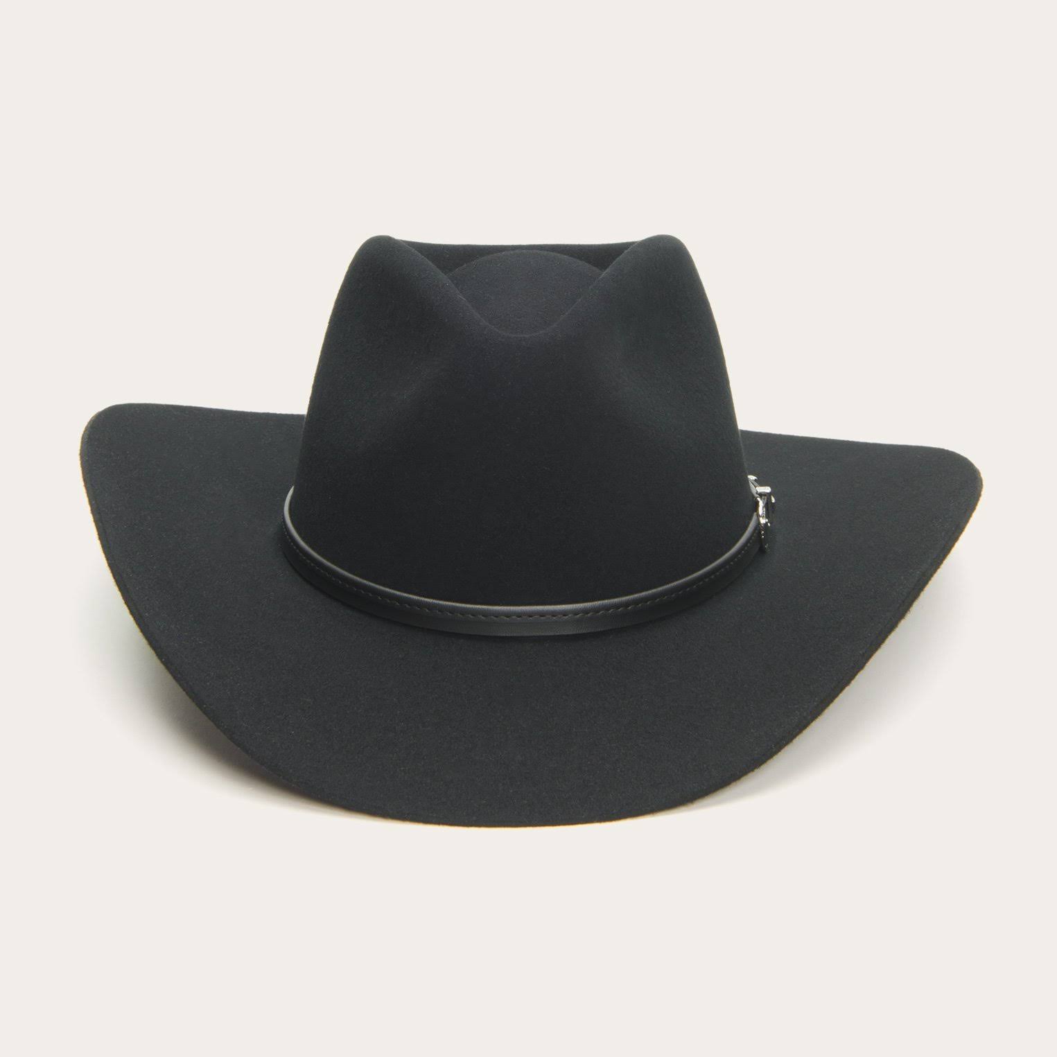 Stetson Black 4X Seneca Pinch Front Buffalo Felt Cowboy Hat