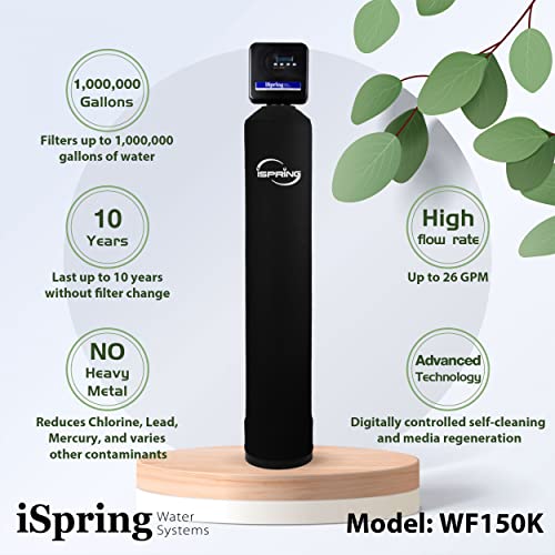 iSpring Iron, Manganese, and Hydrogen Sulfide Water Filtration System, Whole House or Well Water, Set & Forget