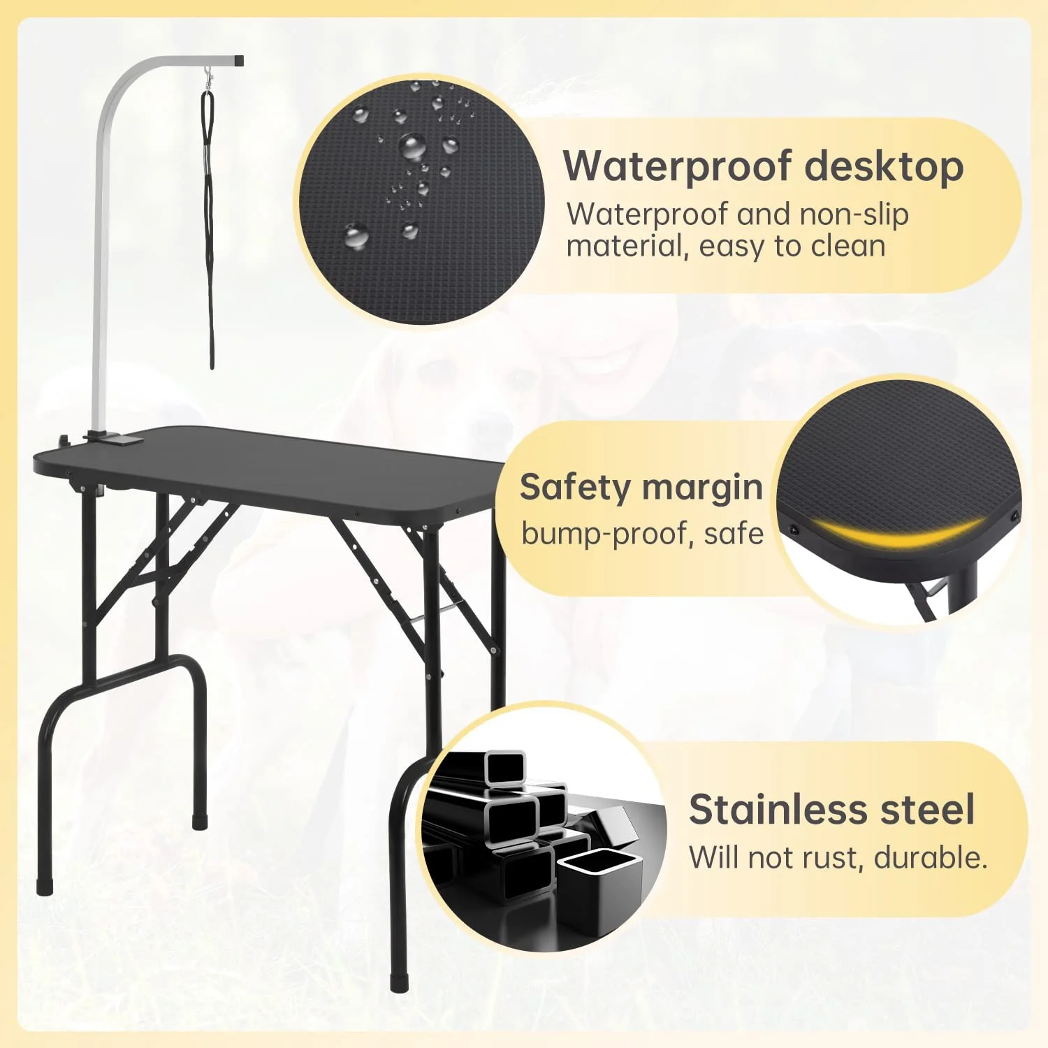 BestPet 32in Pet Dog Grooming Table for Medium Small Dogs Cats Foldable Adjustable No Mesh Tray