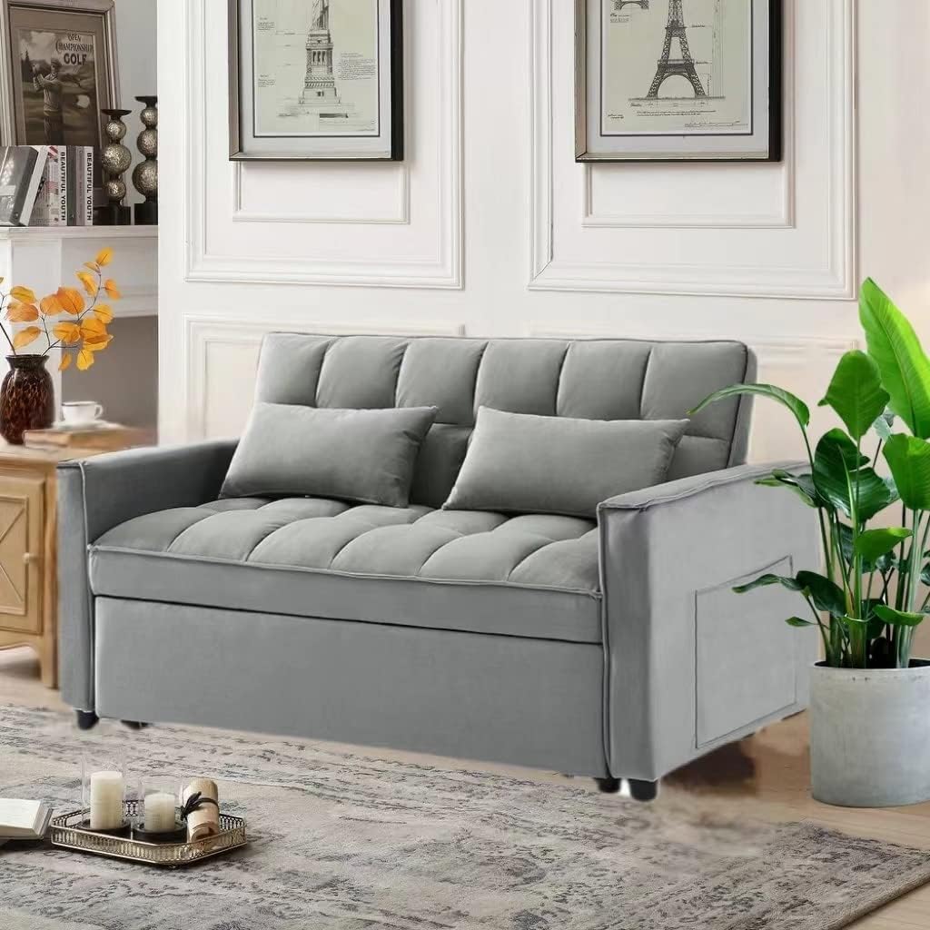 Overstock 55" Width Convertible Loveseat, Sleeper Sofa, Sofa Bed Grey