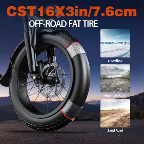 Ronson Electric Bike for Adults, 750W+ Motor Ebike with 48V20AH/25AH Recyclable Battery, Foldable Electric Bike 80+ Miles Range & 30MPH Max Speed,16"×3" Fat Tire E Bike and Passed UL&GCC