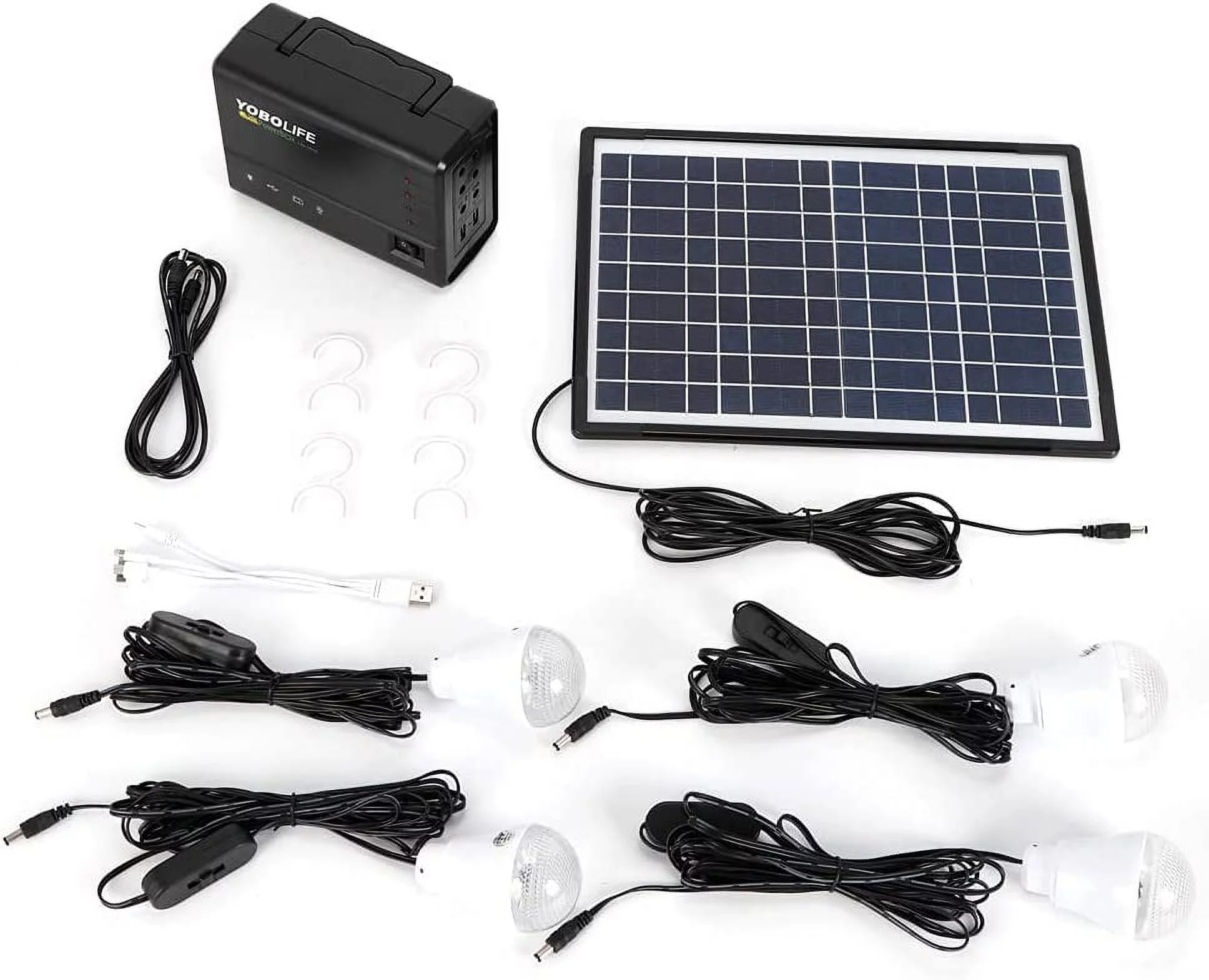 AC 110-220V Portable Solar Generator with Solar Panel,Included 4 Sets LED Lights,Solar Power