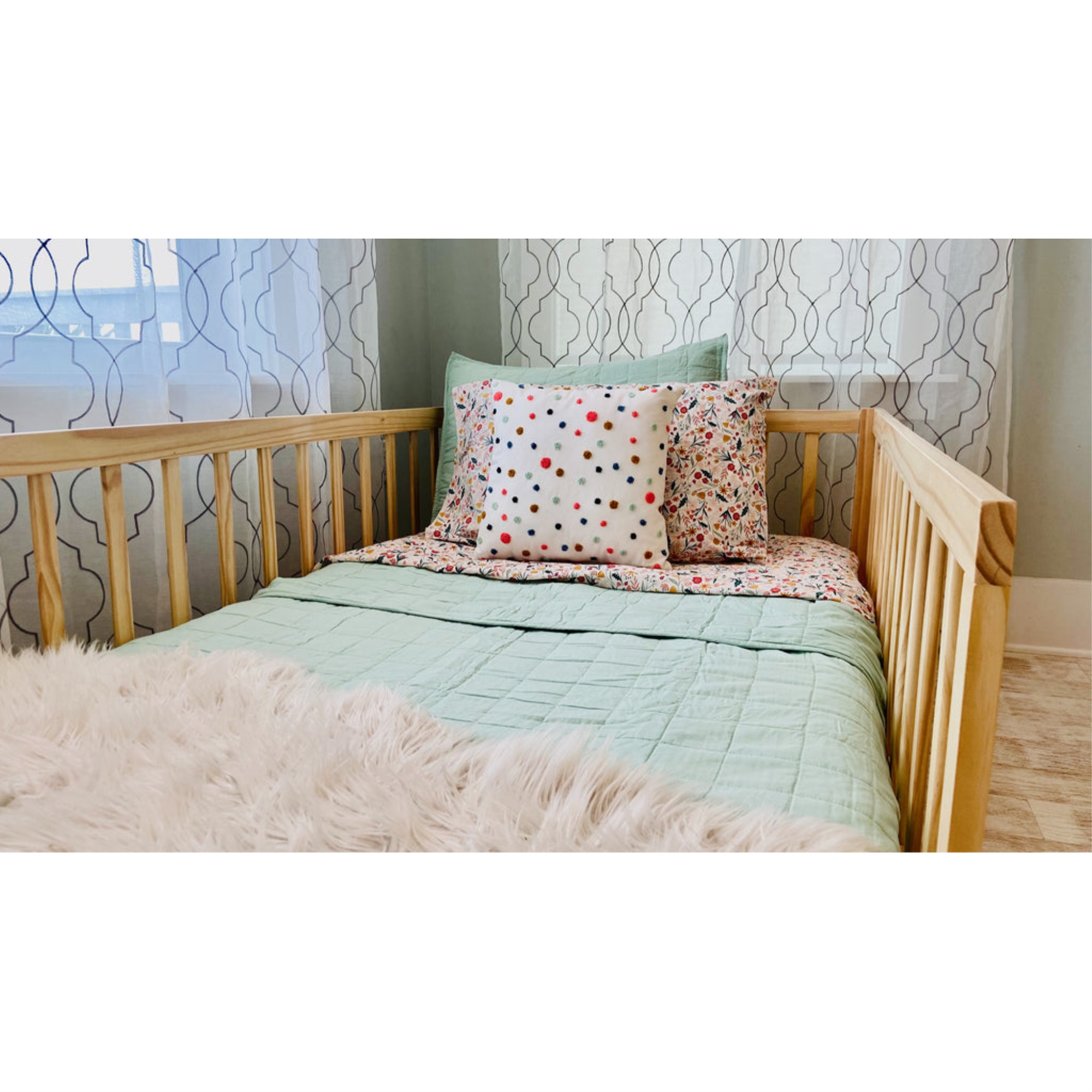 Convertible Floor Bed Frame with Rails