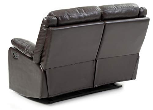 Glory Furniture Ward Faux Leather Double Reclining Loveseat in Dark Brown
