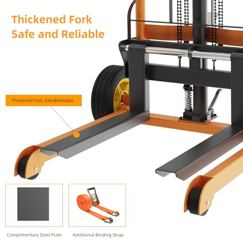 Hydraulic Material Lift Pallet Truck 450 lbs Manual Winch Stacker 36" Max Lift Dolly, Pallet Lift Table, 18.5" Fork Length, 9" Polyurethane Wheels