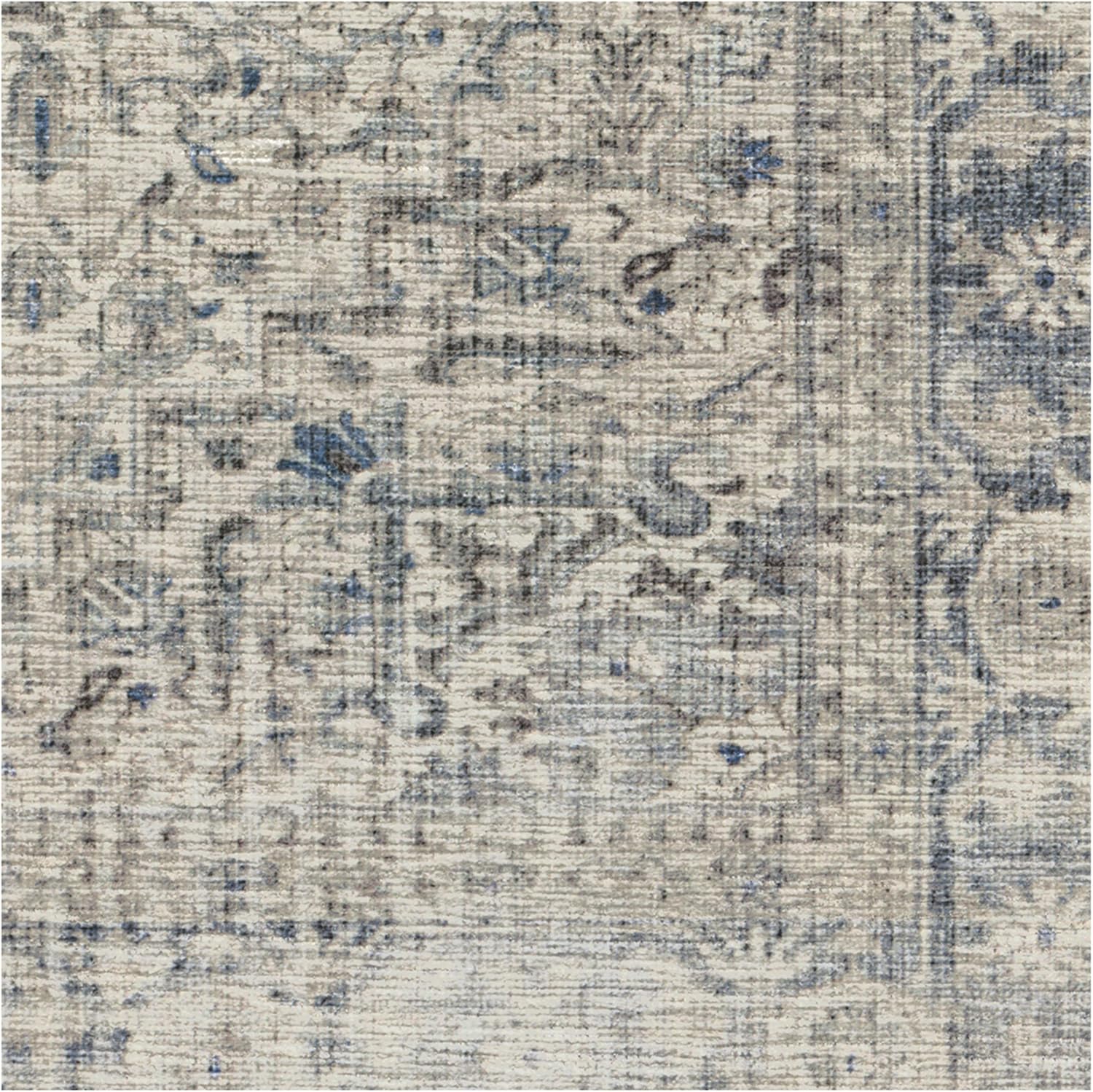 RUGGABLE Kamran Washable Rugs 8x10 - Non Slip, Vintage Machine Washable Area Rug, Living Room, Bedroom, Dining Room, Kitchen, Indoor Large Area Rug, Blue Quartz 8'x10' (Standard Pad)