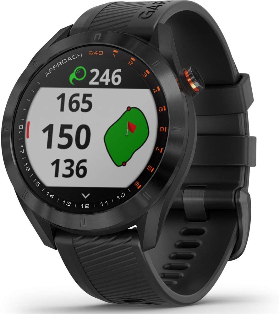 Garmin Approach S40, Stylish GPS Golf Smartwatch, Lightweight with Touchscreen Display, Black