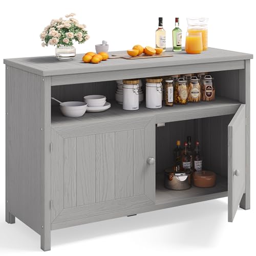 DWVO Poly Lumber Outdoor Sideboard, Patio Bar Table with Storage and Shelves, Weather Resistant Storage Cabinet for Outdoor, Pool and Garden - Espresso