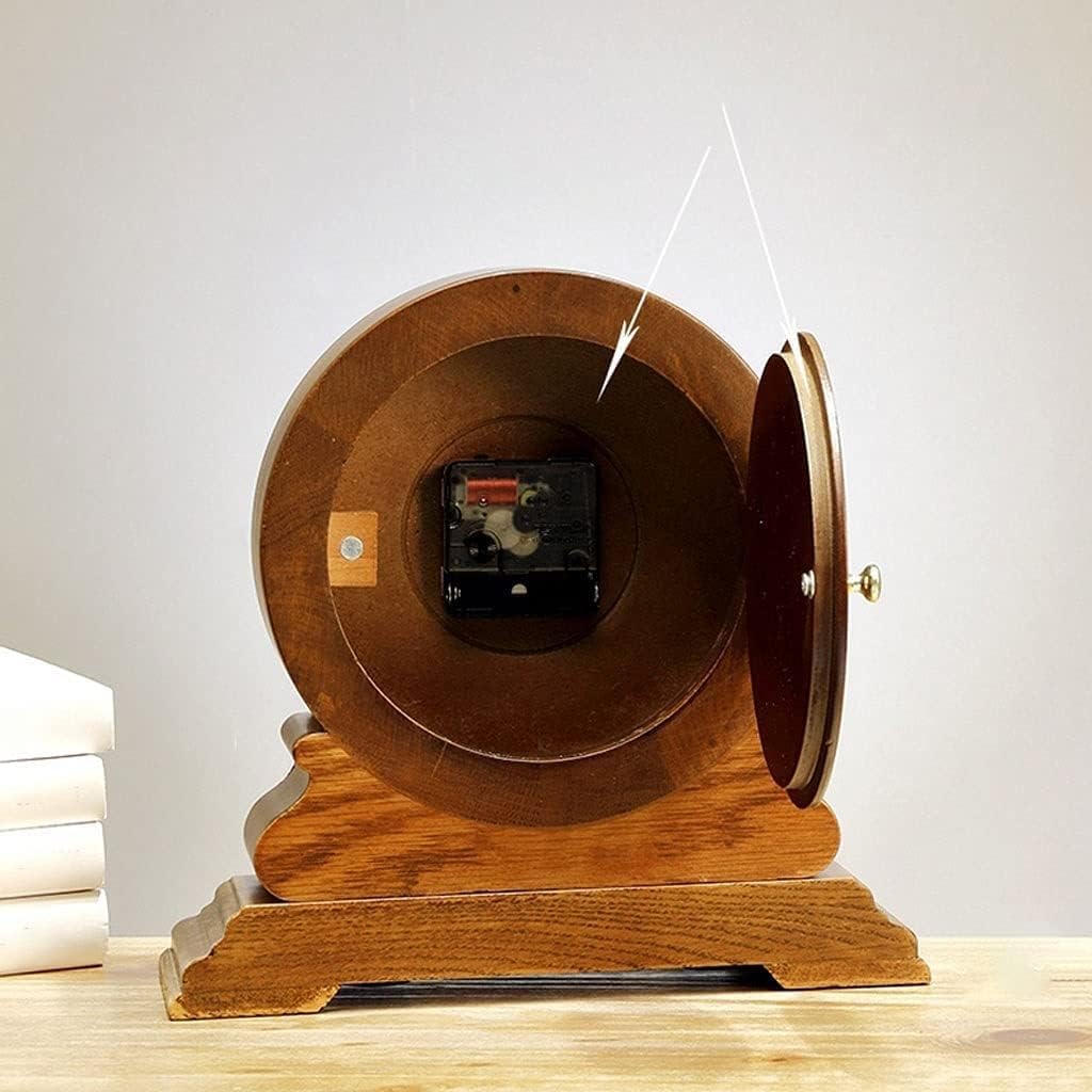 Antique Mantel Clock,Old Fashioned Retro Vintage Table Clock Mute Red Oak Framed Fireplace Clock, Desktop Clock Desktop Ornaments Home Bedroom Table Clock, HD Glass Table Clock Easy to Read.