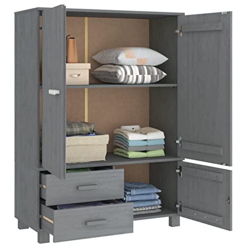 Wardrobe Dark Gray 39"x17.7"x53.9" Solid Wood Pine,Showcase Elegance and Functionality with Our Premium Wooden Wardrobe Armoires & Wardrobes, Bedroom Cabinets & Storage
