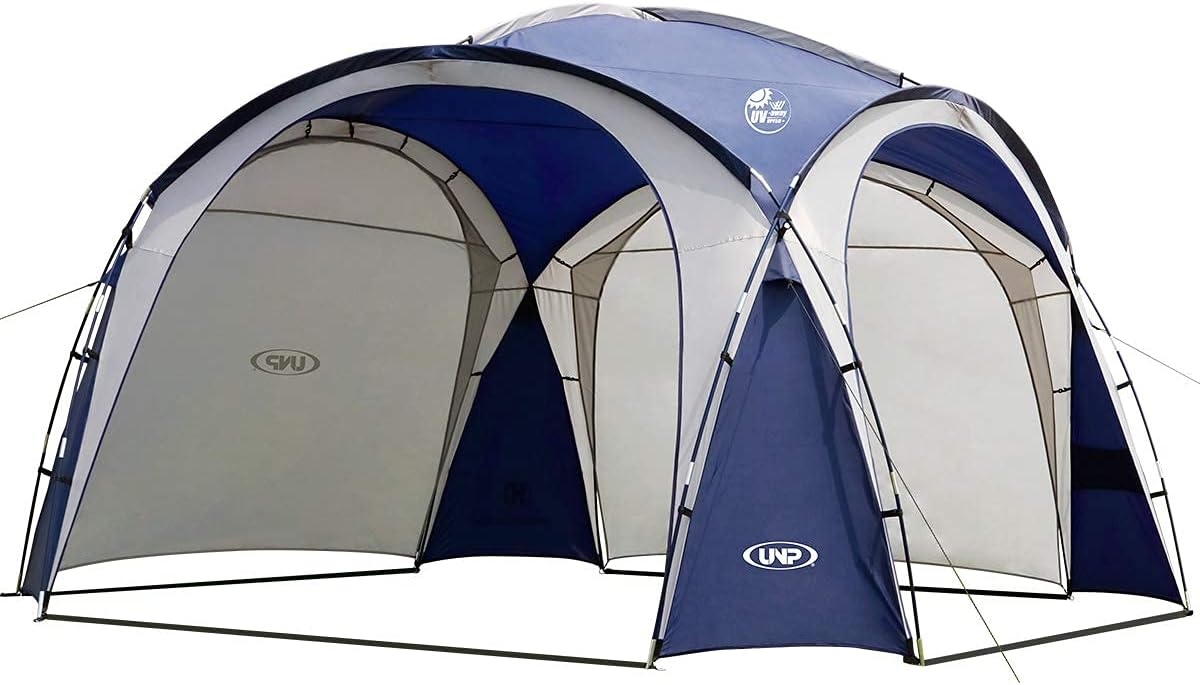 UNP Easy Beach Tent 12 X 12ft Pop Up Canopy UPF50+ Tent with Side Wall, Ground Pegs, and Stability Poles, Sun Shelter Rainproof, Waterproof for Camping Trips, Backyard Fun, Party Or Picnics(Blue)
