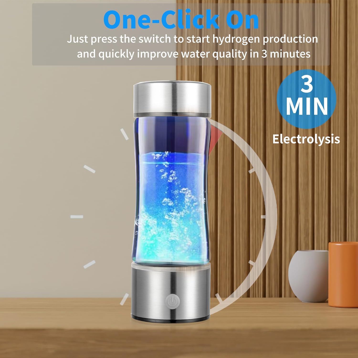 Hydrogen Water Bottle, Hydrogen Water Generator, Portable Hydrogen Generator, Rechargeable Water Ionizer with New PEM SPE Technology Water Ionizer Machine