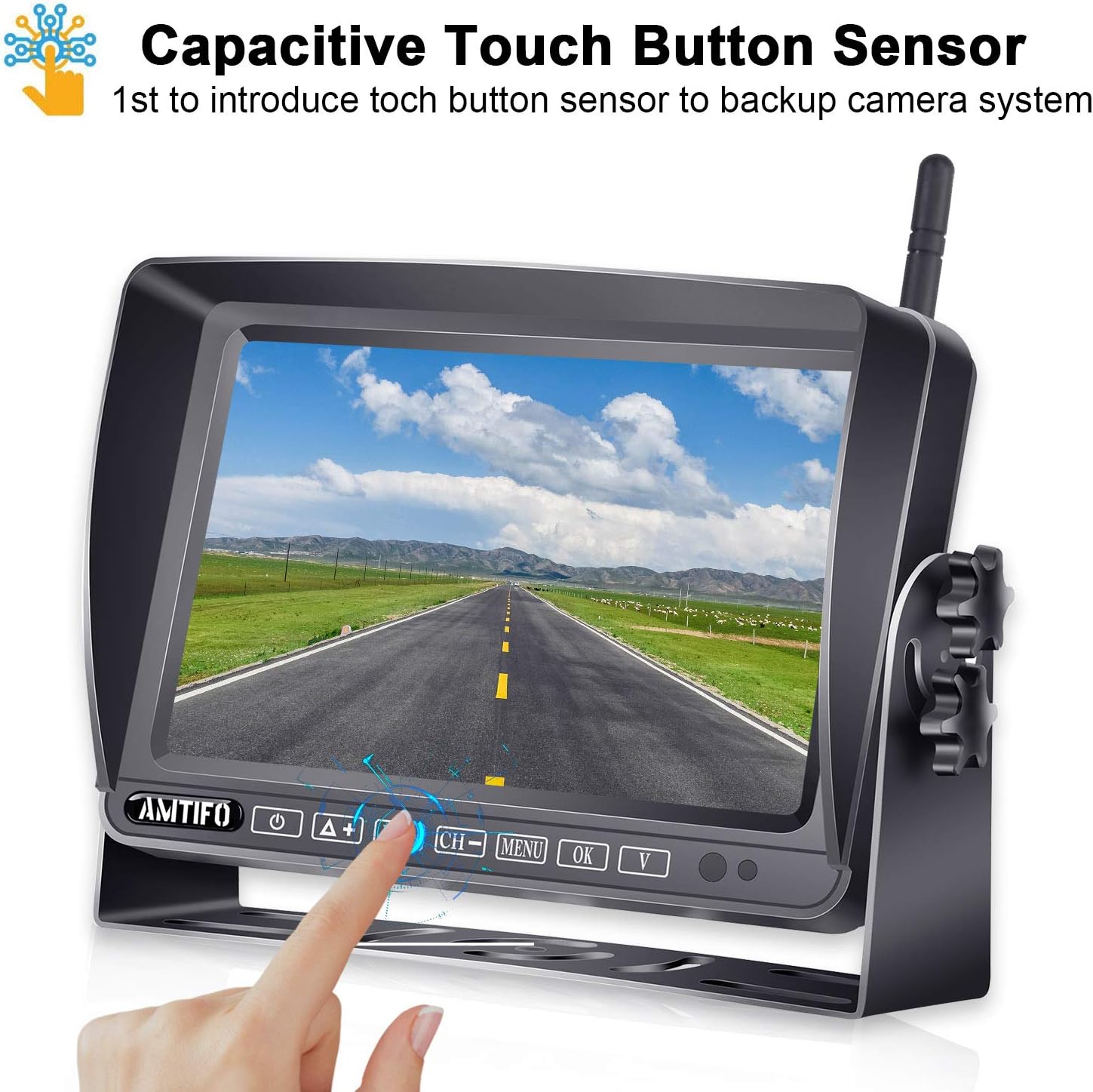 Trailer Backup Camera HD 1080P Back Up Camera Systems Wireless with 7 Inch DVR Monitor Car Security Camera System for Truck RV Camper Adapter Compatible with Furrion Pre-Wired RVs - AMTIFO A5