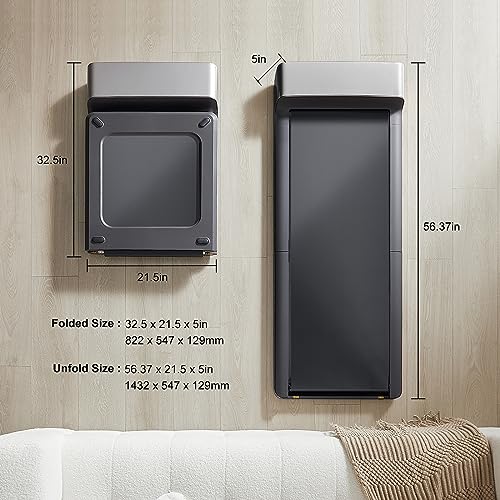 WALKINGPAD P1 Folding Treadmill, Ultra Slim Foldable Treadmill Smart Fold Walking Pad Portable Walking/Jogging Machine with App & Remote Control Grey