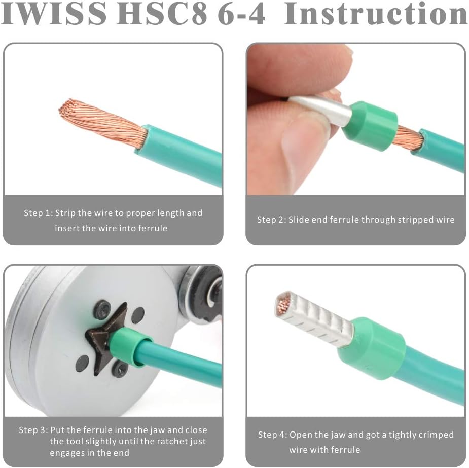 IWISS Self-adjustable Crimping Tools Plier for AWG20-5 Bootlace End-sleeves Ferrule, Ratchat Wire Crimping Tool