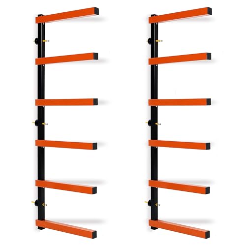 ECOTRIC 6 Pair of 6 Levels Shelf Lumber Rack Lumber Storage Rack Lumber Organizer Wood Organizer Steel Wall Mounted Max 600 Lb