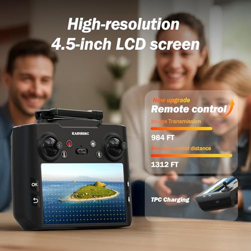 GPS Drone with Camera for Adults Beginners,4.5" HD LCD RC Screen 32G SD Card with Drone Professional Auto Return,FPV Drones Long Range Follow Me, 5GHz Transmission Gesture Control,under 249g