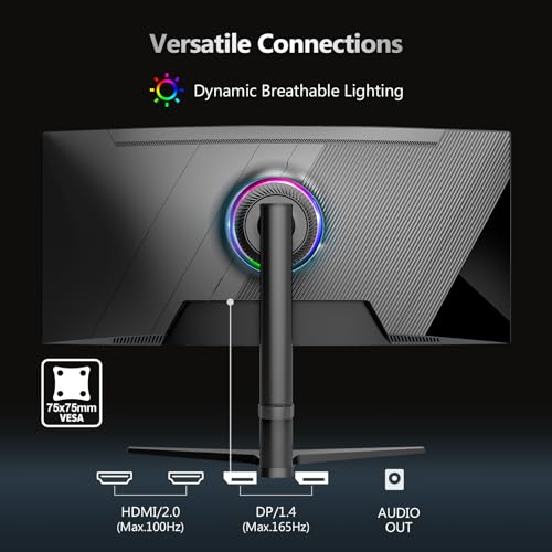 Z-Edge UG34 34" Ultrawide 2K Curved Gaming Monitor with 165Hz Refresh Rate, 21:9 Aspect Ratio, 1ms MPRT, 3440x1440 Resolution, 1500R Curvature, VA Panel, 178 Viewing Angles, AMD Freesync