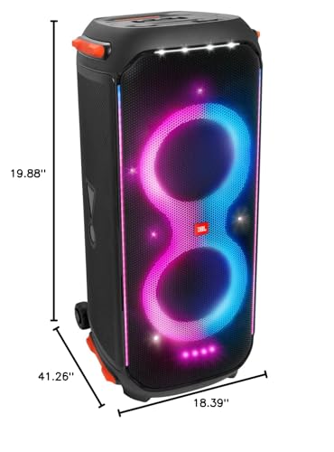 JBL PartyBox 710 -Party Speaker with Powerful Sound, Built-in Lights and Extra Deep Bass, IPX4 Splash Proof, App/Bluetooth Connectivity, Made for Everywhere a Handle Wheels (Black)
