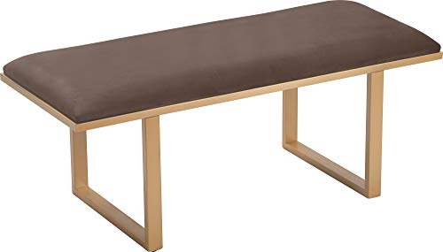 Elle Decor Remi Velvet Bedside Bench, Upholstered Ottoman, Entryway Accent Furniture, Easy Assembly, Dark Grey