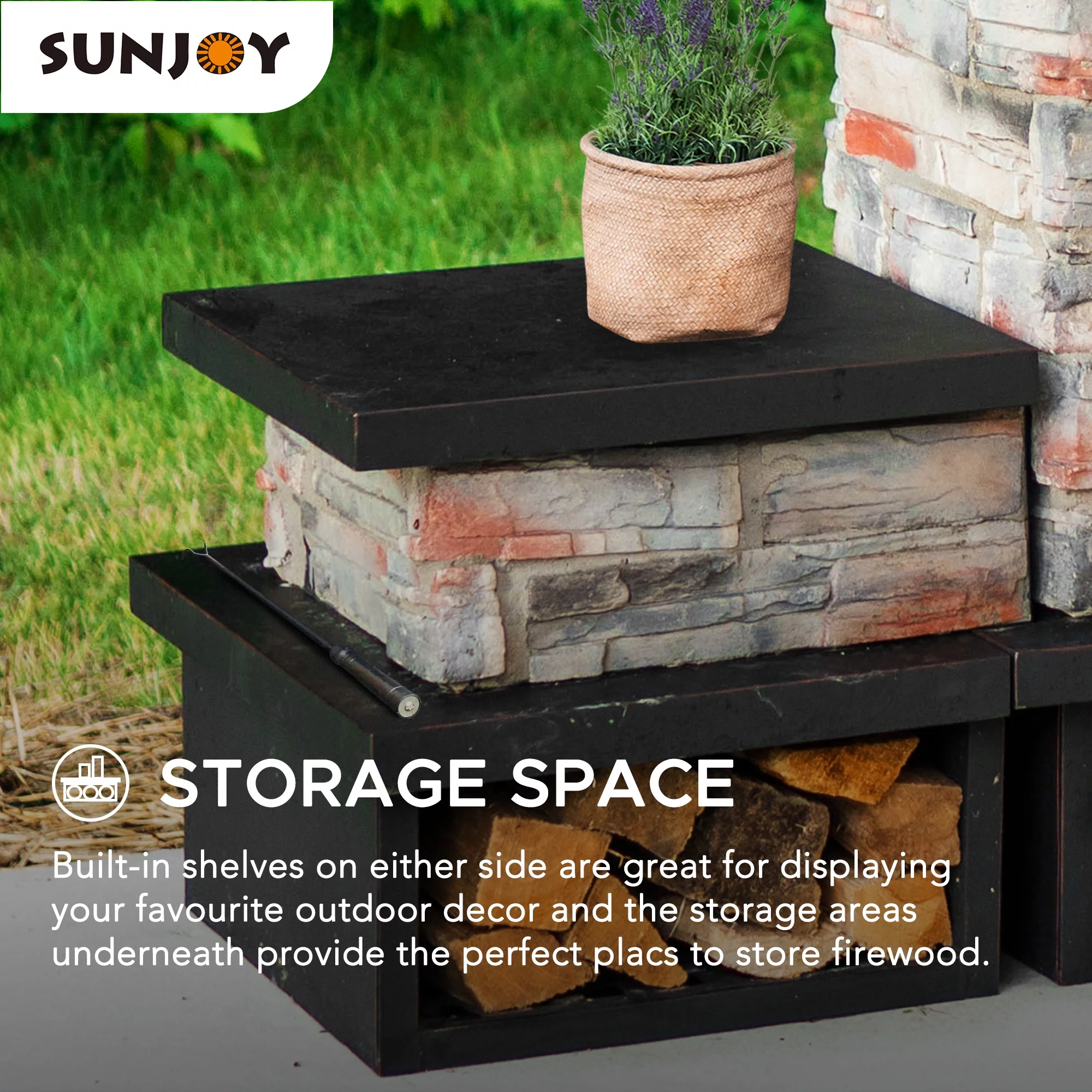 Sunjoy Emilio Wood Burning Fireplace - Copper